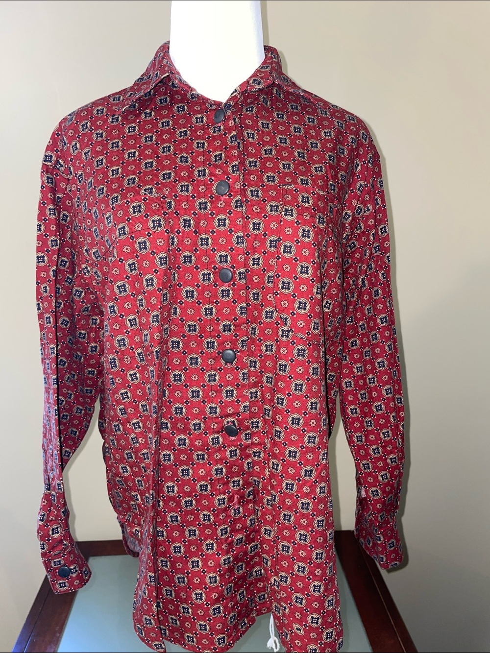 Homemade Red Patterned Button-Up Shirt